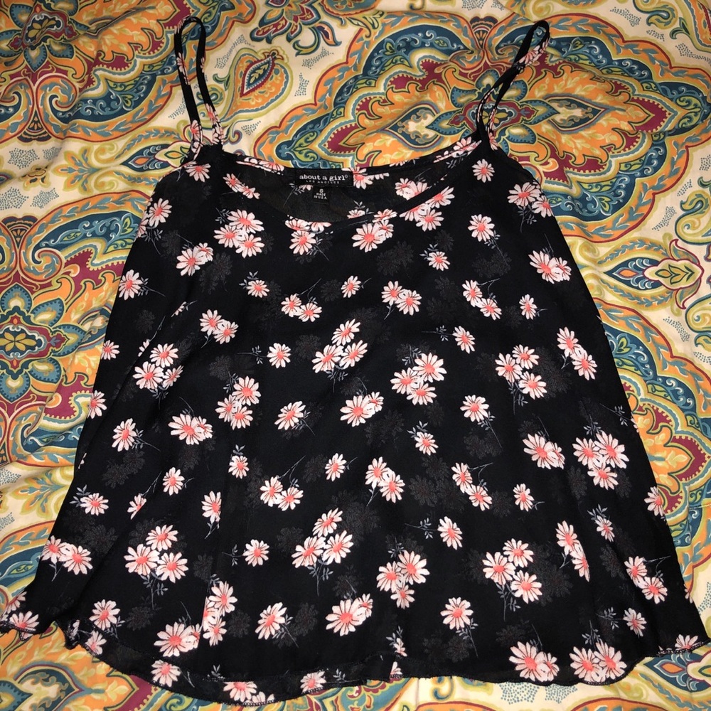 About a Girl Los Angeles Daisy Print Tank Top